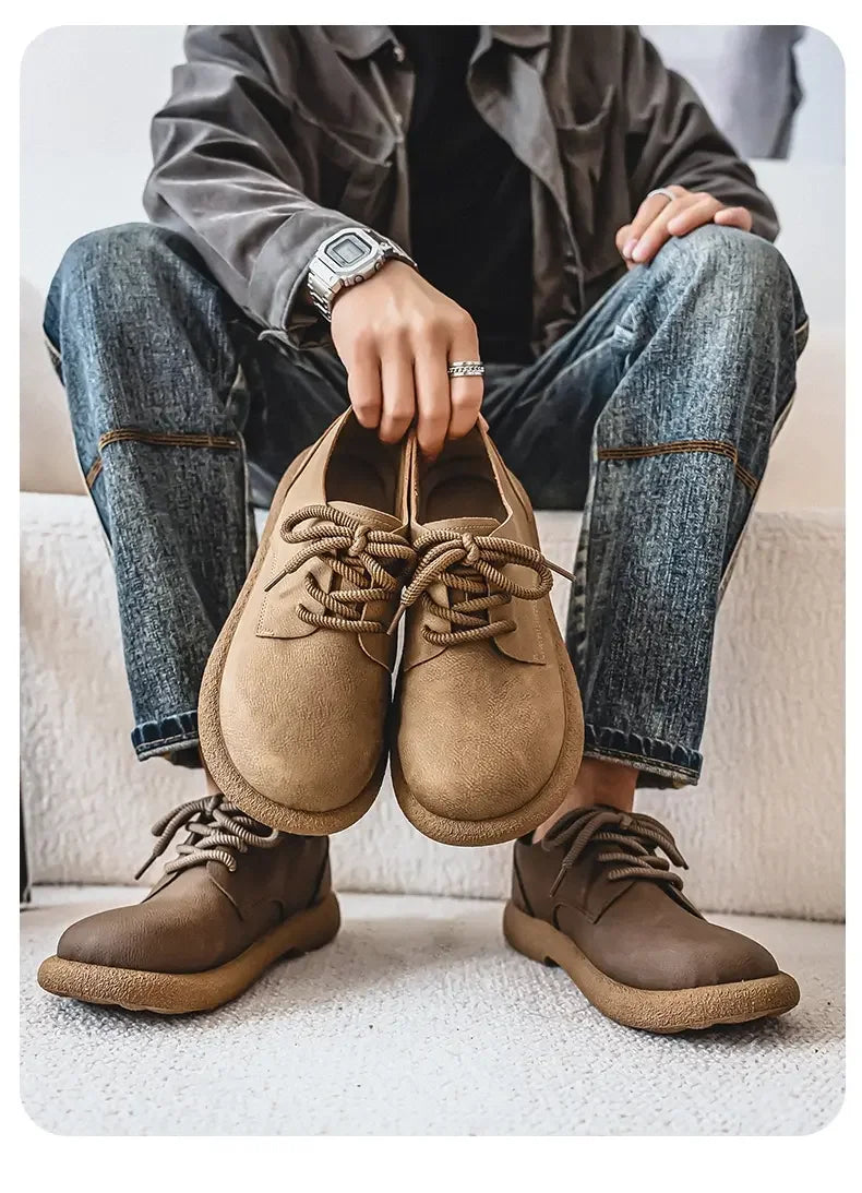 Men's Plus Size Retro PU Leather Ankle Shoes | Comfortable Casual Wear