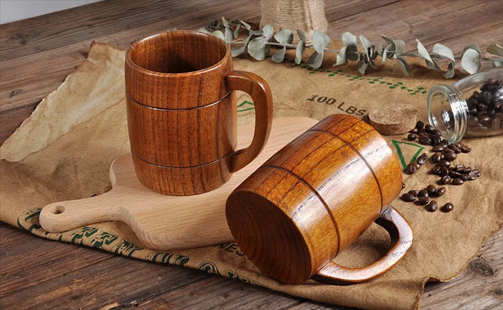 320ml Handcrafted Wooden Coffee Mug | Eco-Friendly Vintage Drinkware