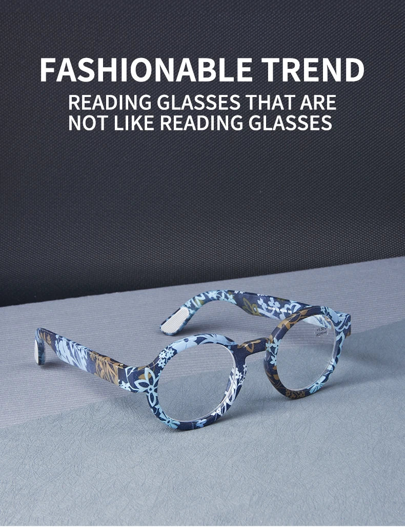 Guanhao Brand Men Reading Glasses Vintage Round Frame Clear Elderly Glasses Thick Frame Large Frame Women's Presbyopia Glasses