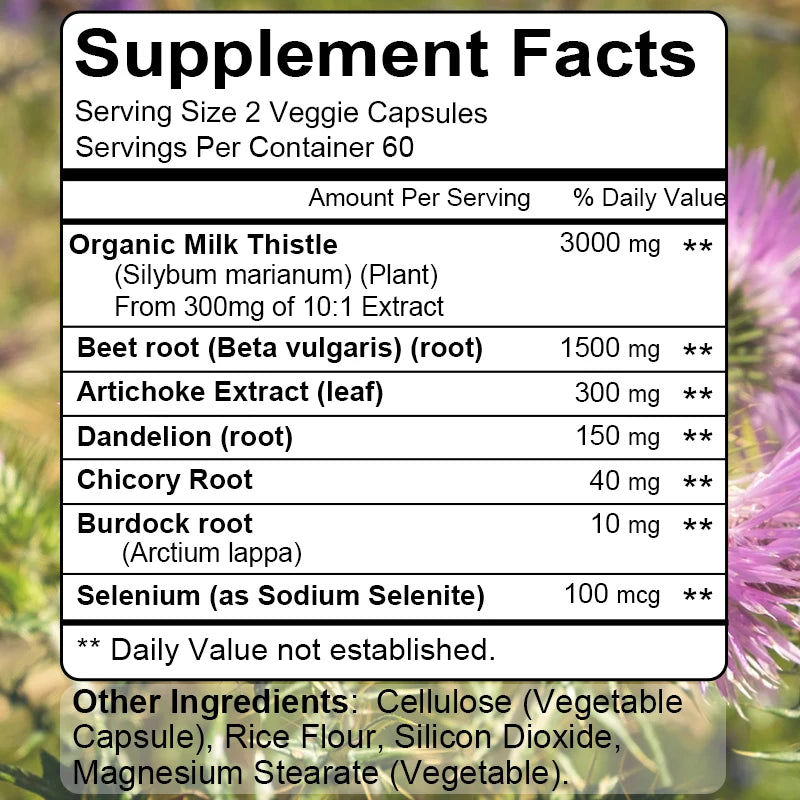 Organic Milk Thistle Extract Liver Capsules | Detox & Support Health