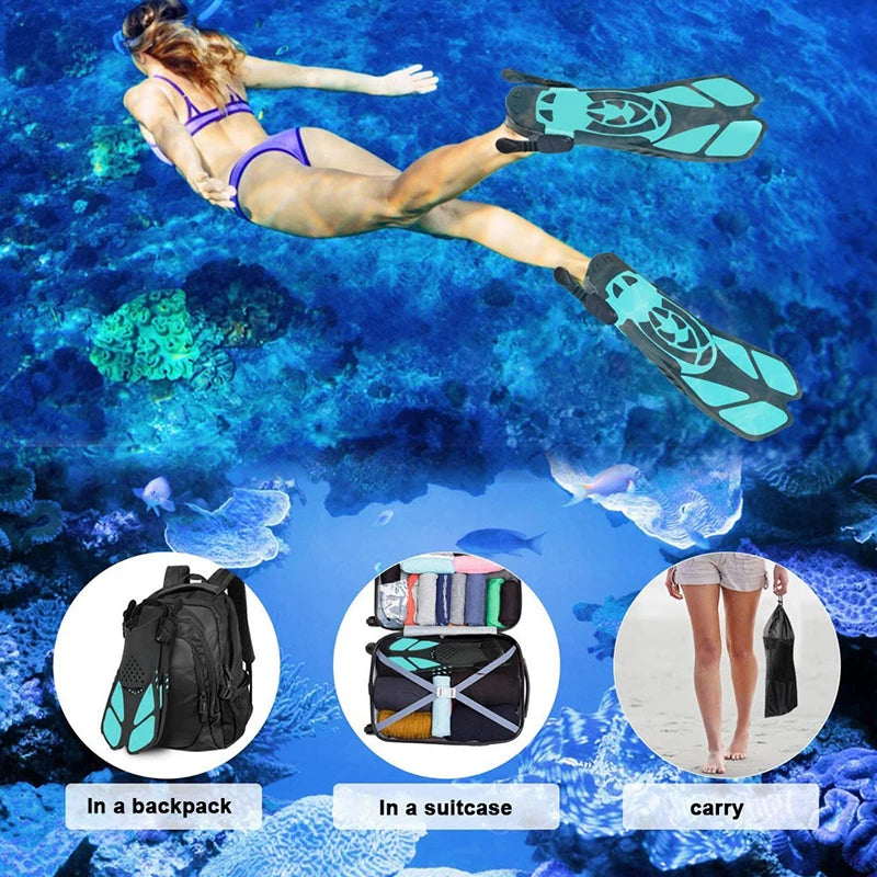 5PCS Snorkeling Set | Dive Mask, Snorkel & Adjustable Fins