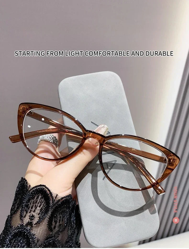 Fashionable cat-eye full-frame reading glasses, retro style, fashionable anti-blue light glasses, ladies' reading glasses