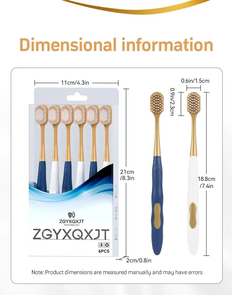 6PCS Soft Bristled Toothbrush Set | Gentle Gum Care & Whitening