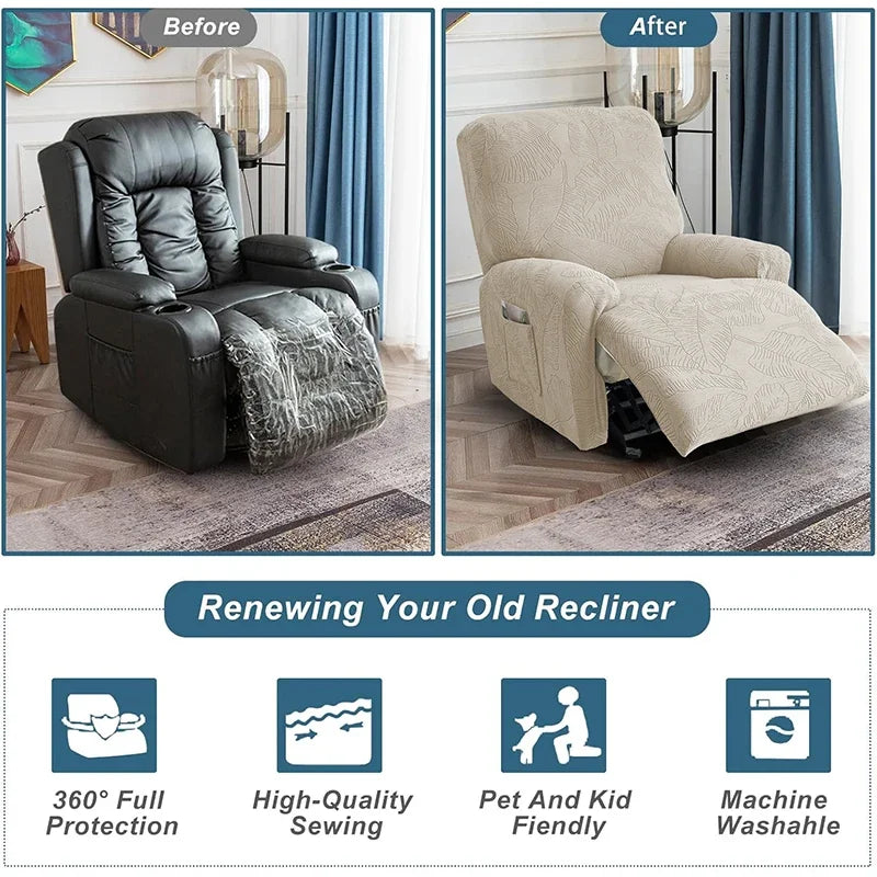 Elegant Stretch Jacquard Recliner Sofa Covers for Cozy Living Rooms