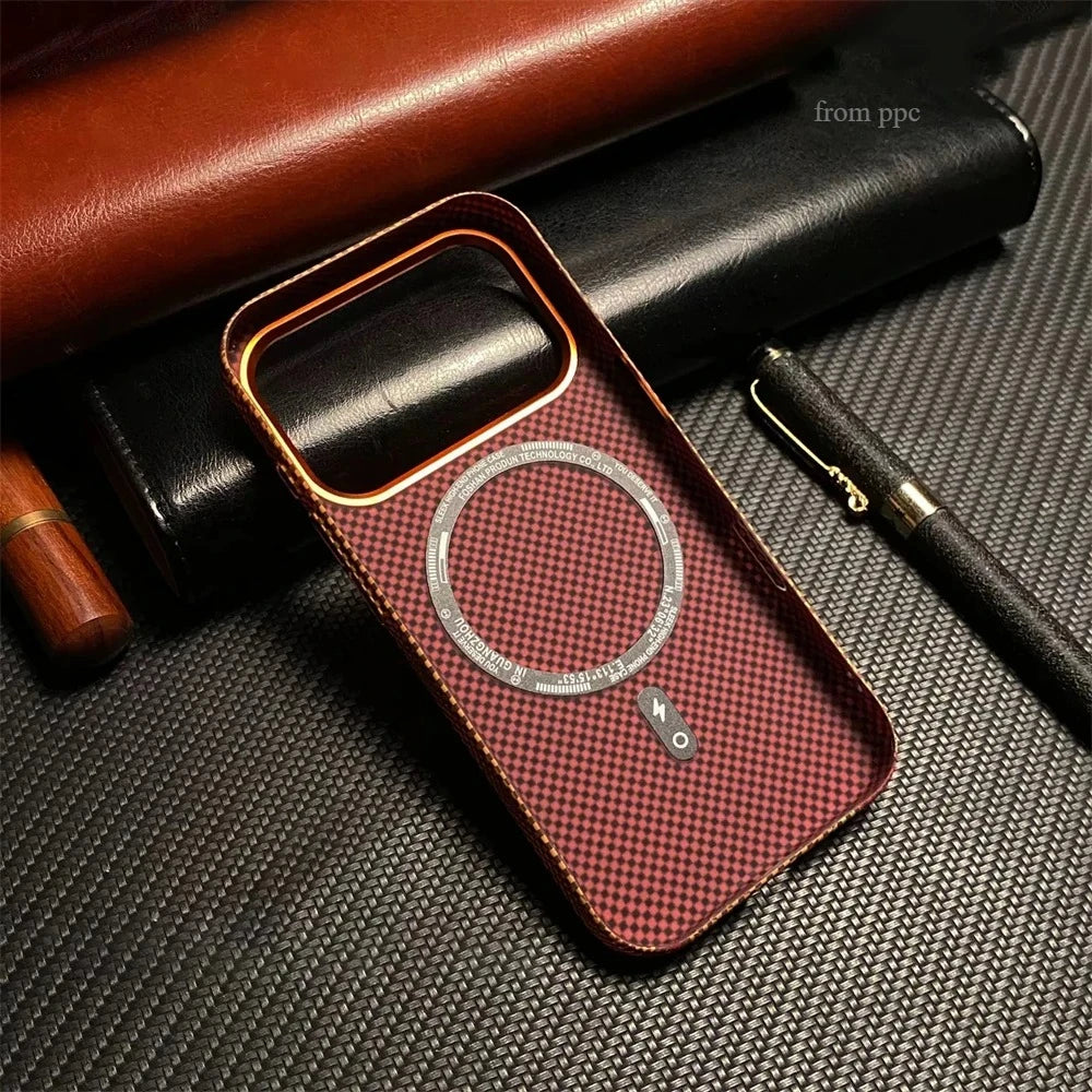 Magnetic Carbon Fiber Phone Case for iPhone 17 16 15 Pro Max