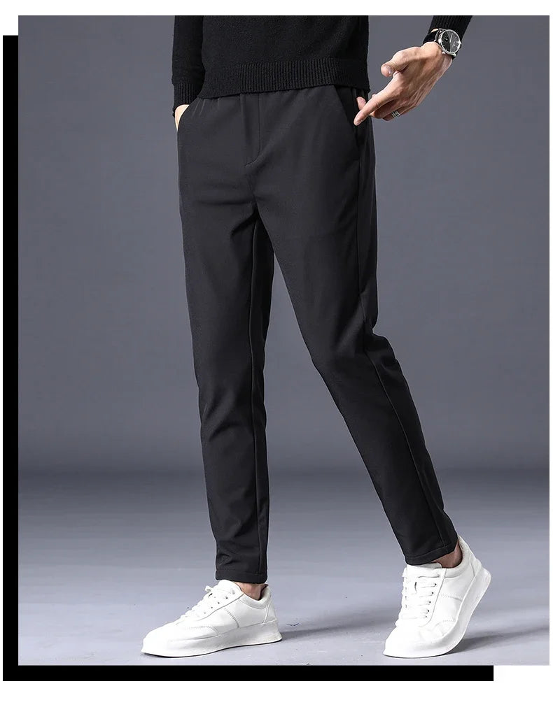 Winter Warm Fleece Men's Business Casual Pants | Stylish Thermal Trousers