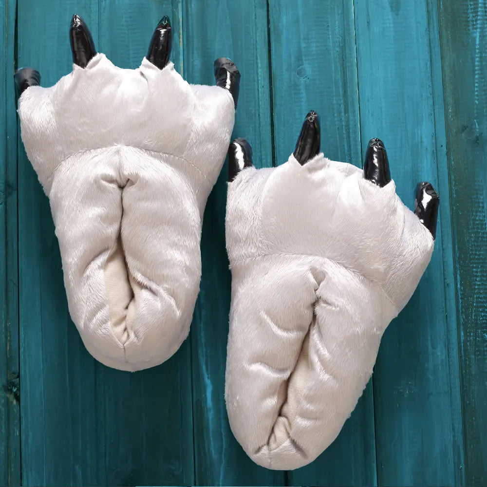 Animal Paw Plush Slippers | Cozy Dinosaur & Monster Indoor Shoes