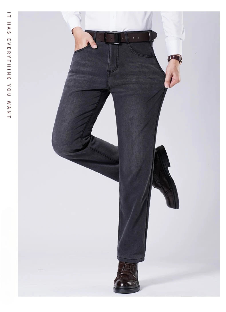 Men's Winter Jeans | Thick Plush Velvet Denim Pants for Comfort