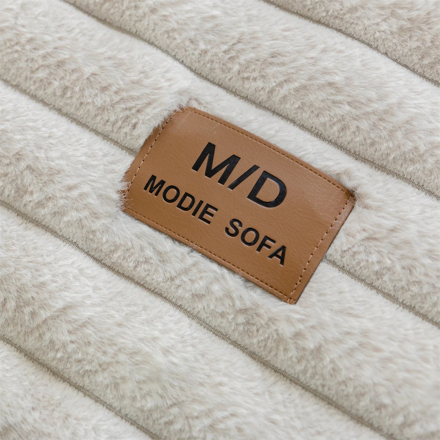 Stripe Imitation Rabbit Fur Plush Sofa Cover | Non-Slip Couch Slipcover