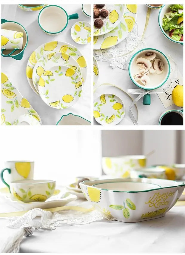 Japanese Style Ceramic Dining Set | Elegant Lemon Collection