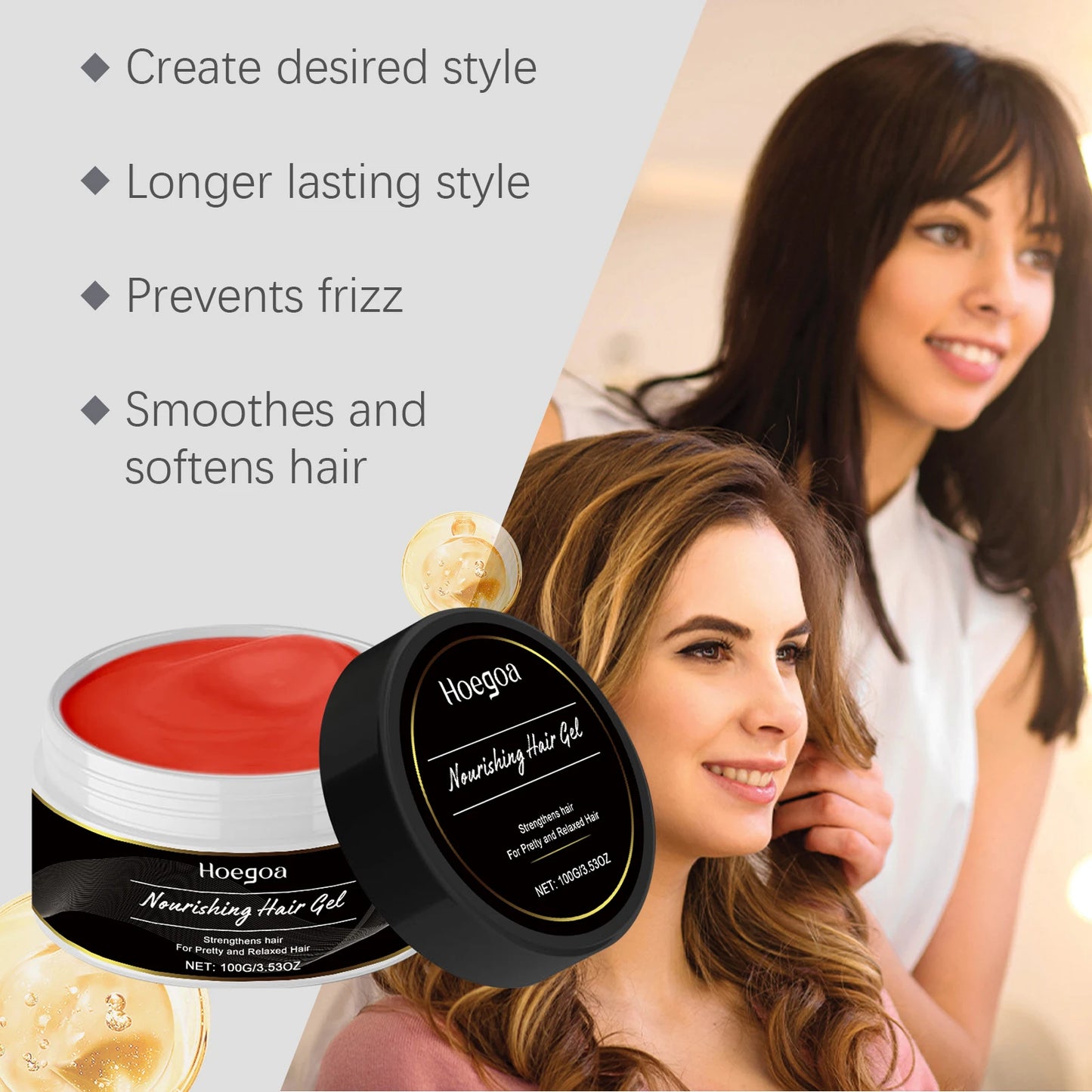 Moisturizing Hair Gel for Dry & Frizzy Hair | Lightweight & Smooth