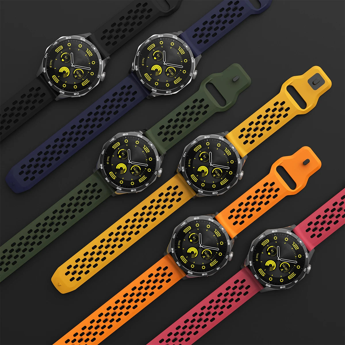 Breathable Sports Silicone Watch Strap - Replacement Bands for Smartwatches