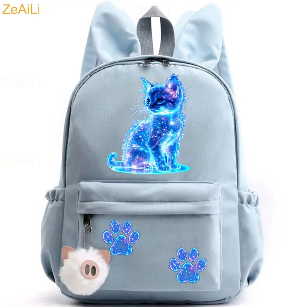 Retro Wolf Head Paw Backpack | Stylish Casual School Rucksack