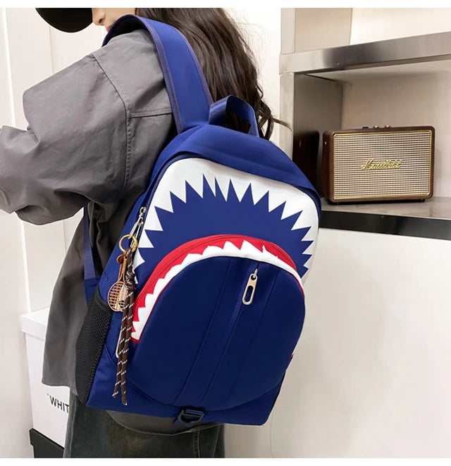 Luminous Shark Mouth Backpack | Large Capacity USB Laptop Bag