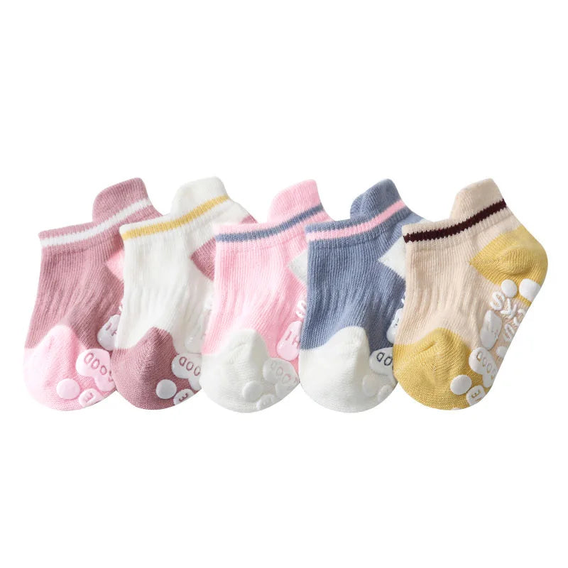 5 Pairs Kids Casual Cute Non-slip Socks | Breathable Comfort