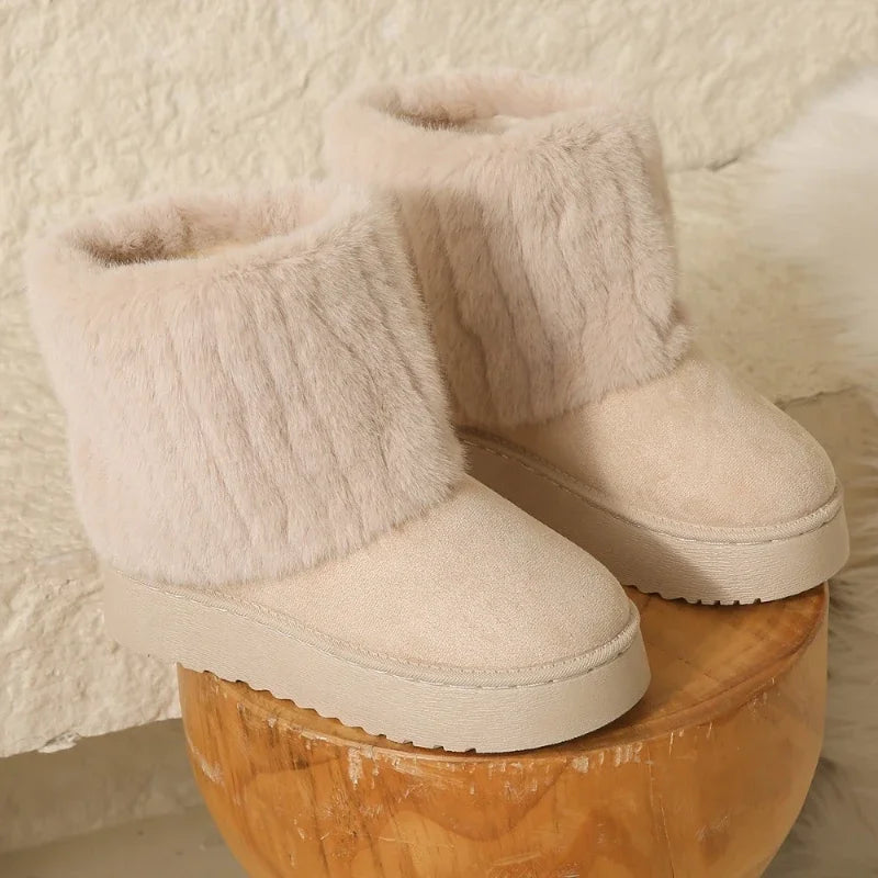 Men's Korean Style Fleece Snow Boots | Warm Plush Mid-Calf Winter Loafers