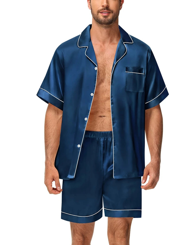 Men's Luxury Satin Pajama Set | Short Sleeve Summer Sleepwear
