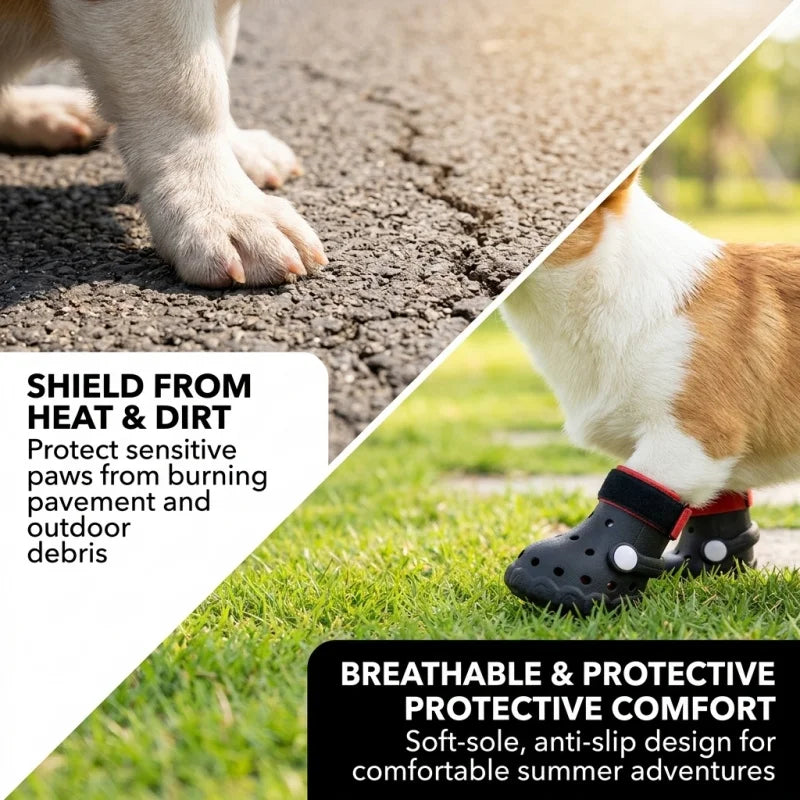 Breathable Dog Sandals for Summer | Soft Sole Outdoor Clogs