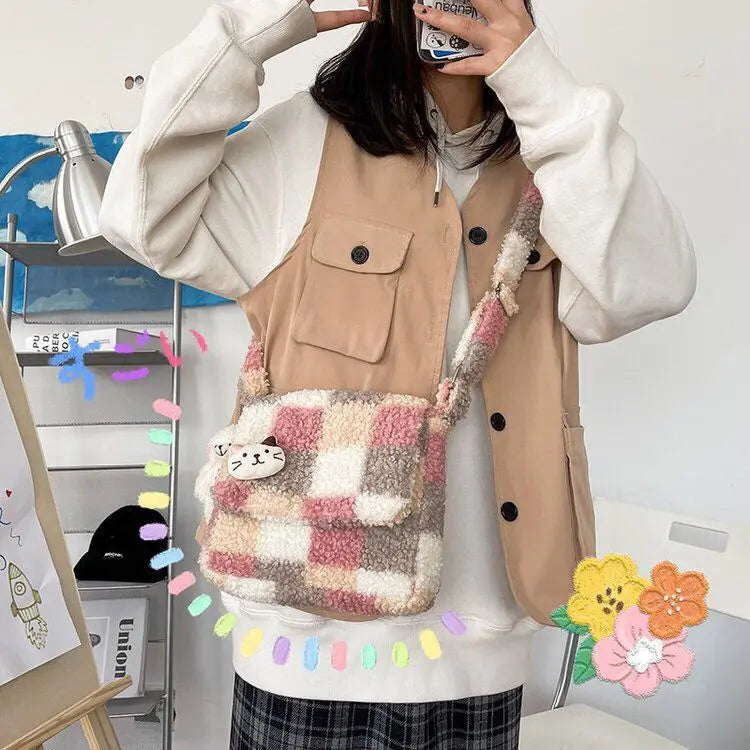 Bolso cruzado de cuadros escoceses para mujer | Bandolera informal elegante