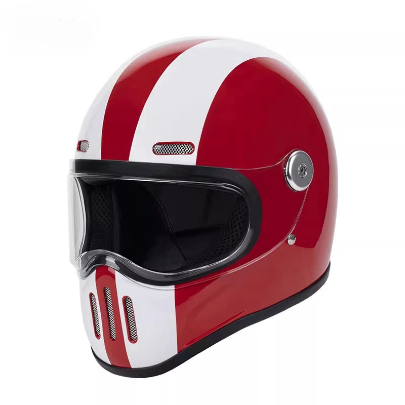Retro Fiberglass Full Face Motorcycle Helmet | Vintage Style Safety Gear
