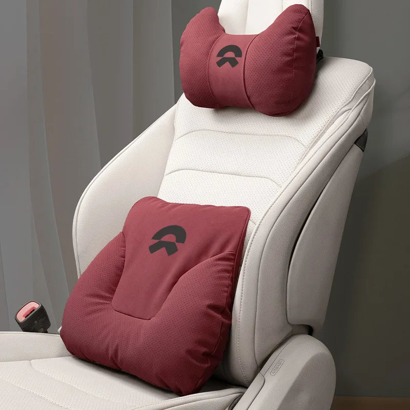 Premium Leather Car Neck Pillow | Ultimate Lumbar Support