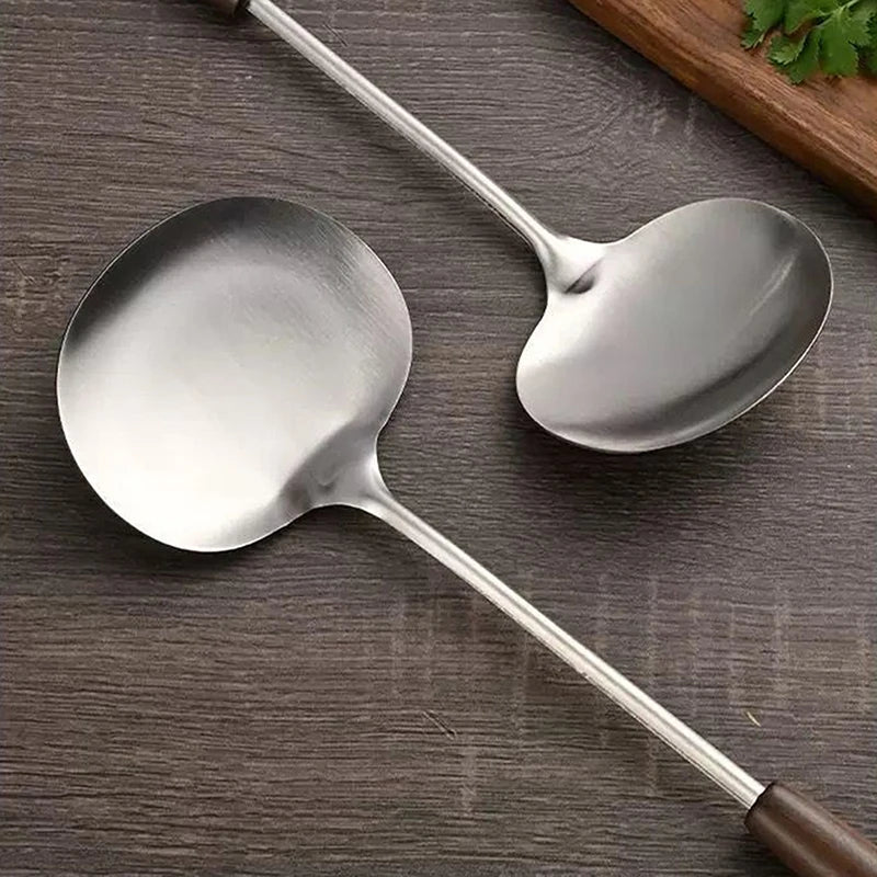 Stainless Steel Wok Spatula with Wooden Handle | Versatile Cooking Utensil