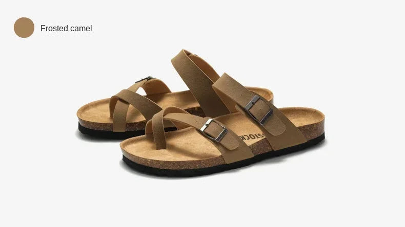 Men's Non-Slip Slippers with Cork Metal Buckle | Waterproof Outdoor Wear