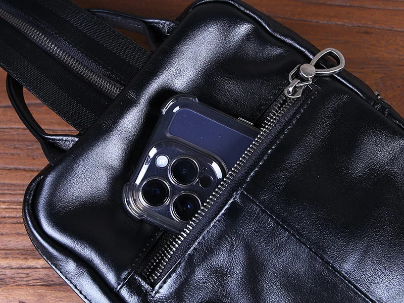 Bandolera de cuero casual para hombre | Mochila elegante para el día a día