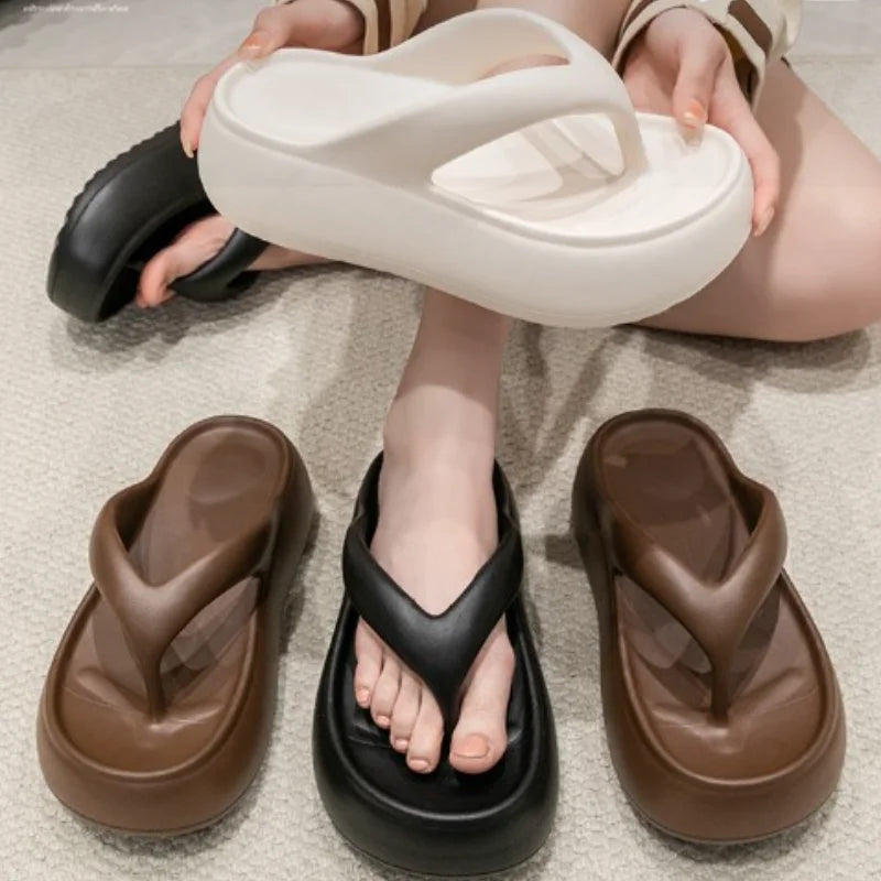 Women’s Chunky Platform Clip Toe Sandals | Summer Slip On Slippers