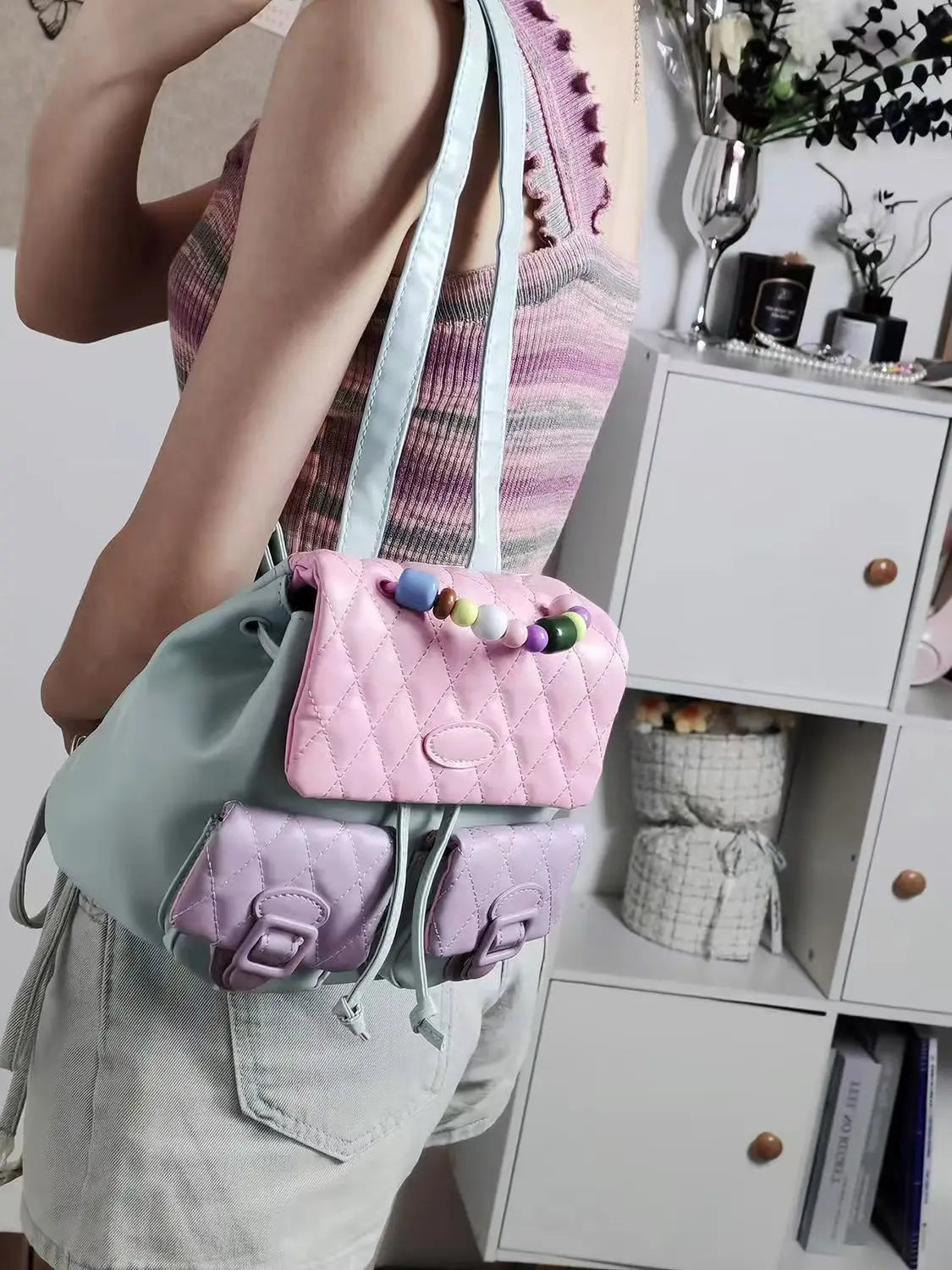 Versatile Women's Retro Style Mini Backpack | Chic Patchwork Design