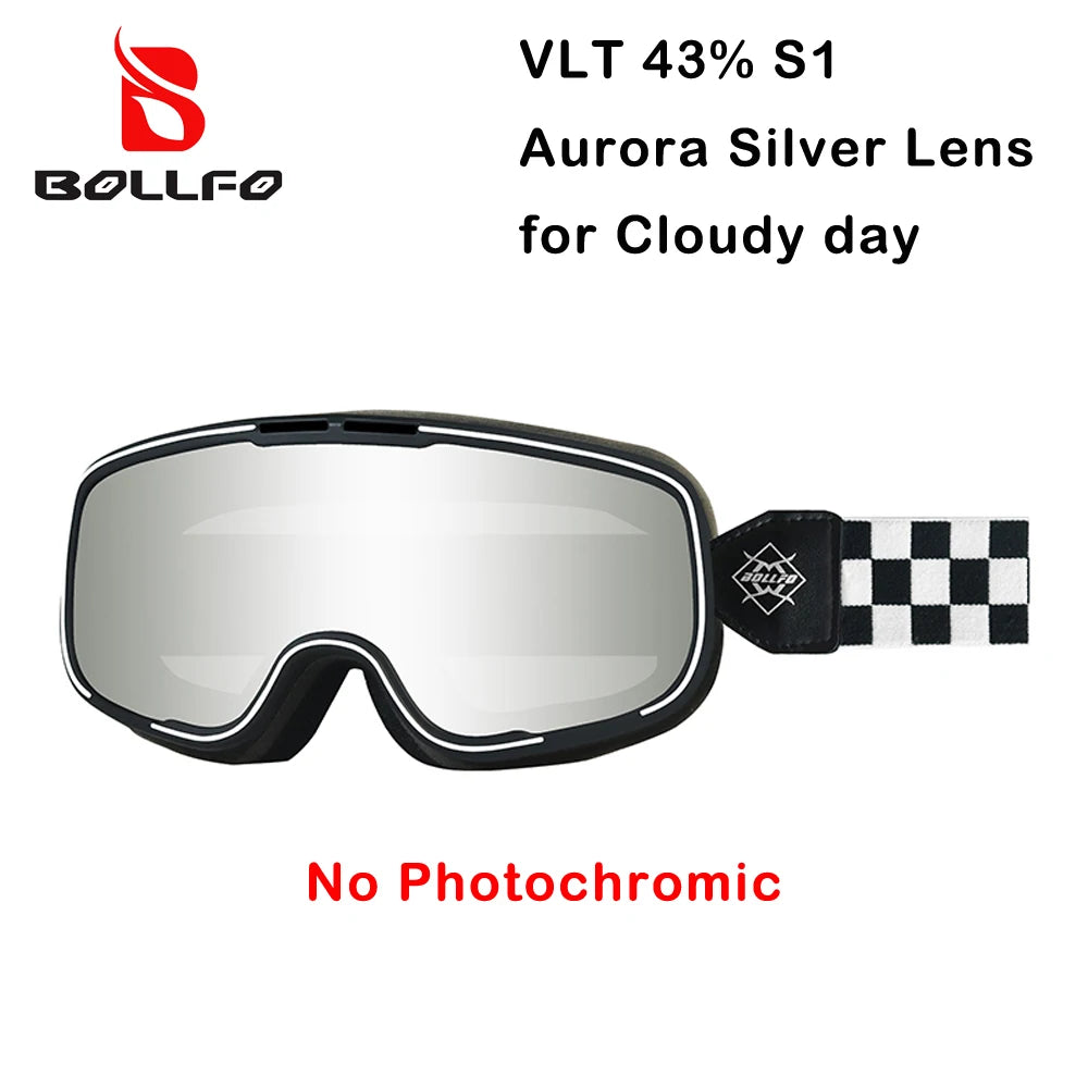 BOLLFO Photochromic Motorcycle Goggles Motorbike Eyewear OTG UV Protection Auto-tinting ATV Glasses Windproof Dirt Bike Goggles