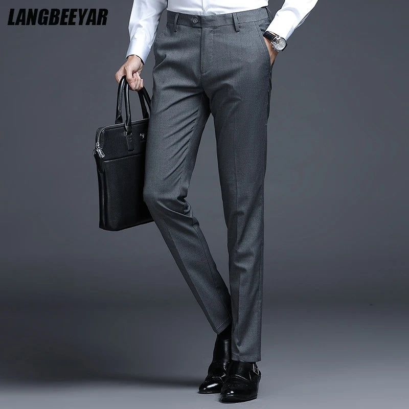 Men's Relaxed Fit Business Suit Pants | Stylish Office Trousers