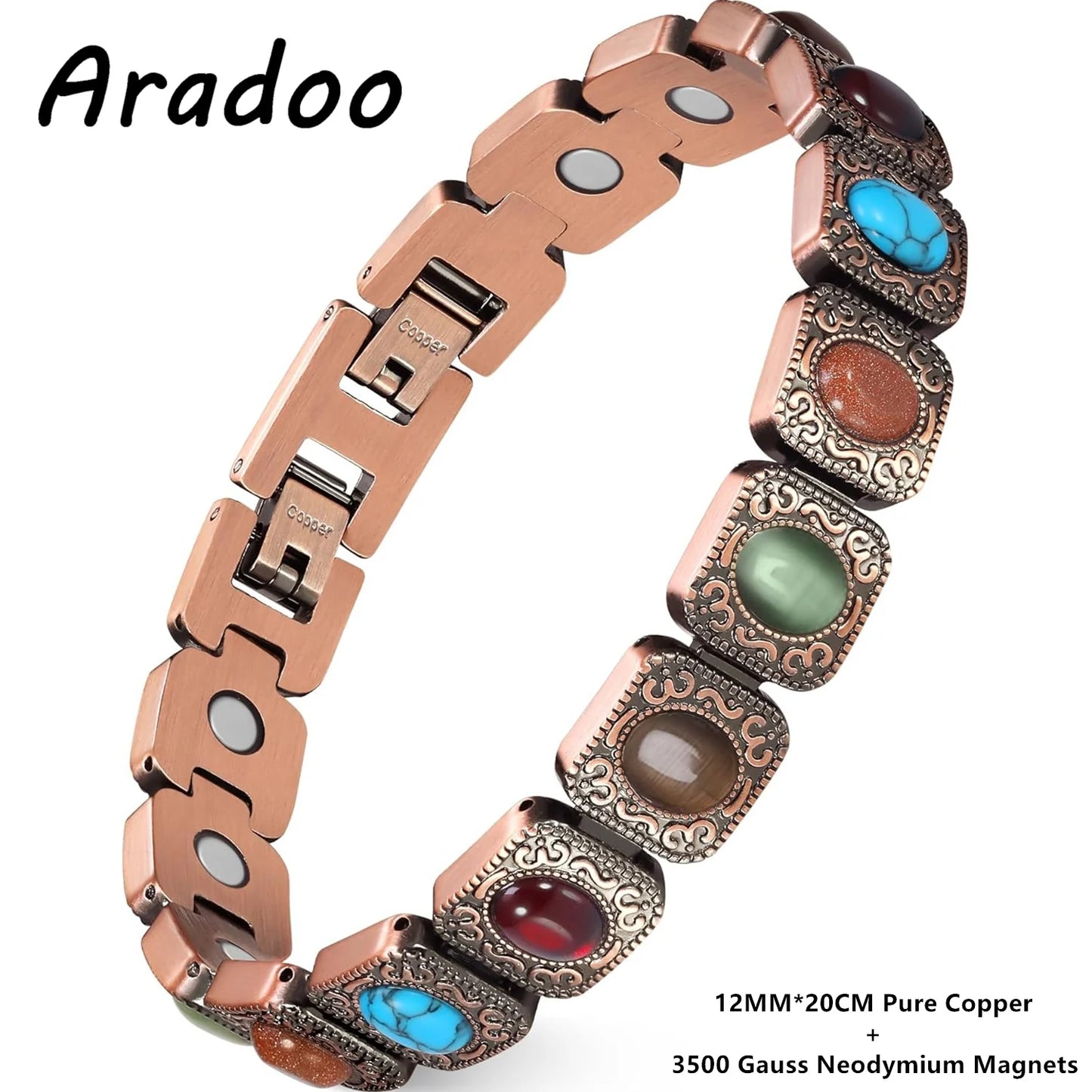 Magnetic Copper Bracelet for Women | Turquoise Wristband Jewelry