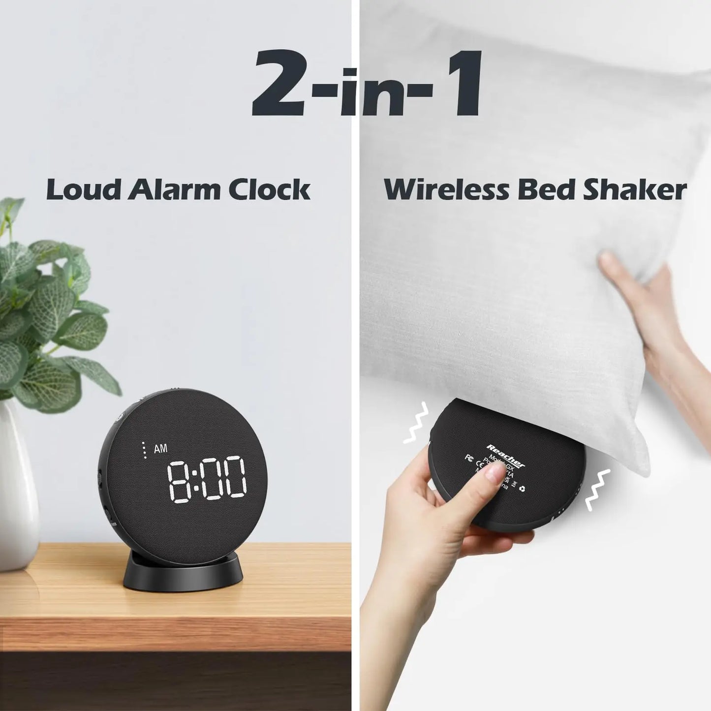 Loud Vibrating Alarm Clock for Heavy Sleepers | Wireless Charging