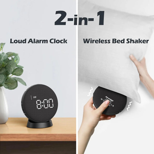 Reloj despertador vibratorio ruidoso para personas con sueño pesado | Carga inalámbrica