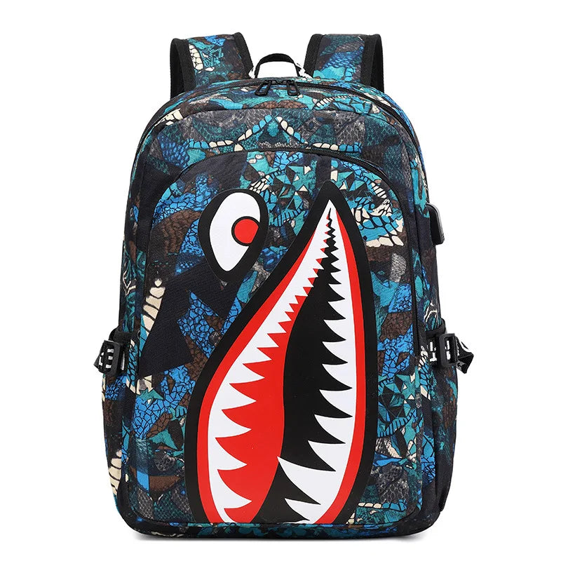 Cartoon Shark Print Backpack | Perfect for Primary School Students