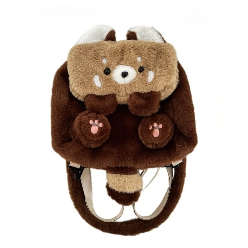 Cute Raccoon Plush Backpack | Fashionable Detachable Shoulder Bag
