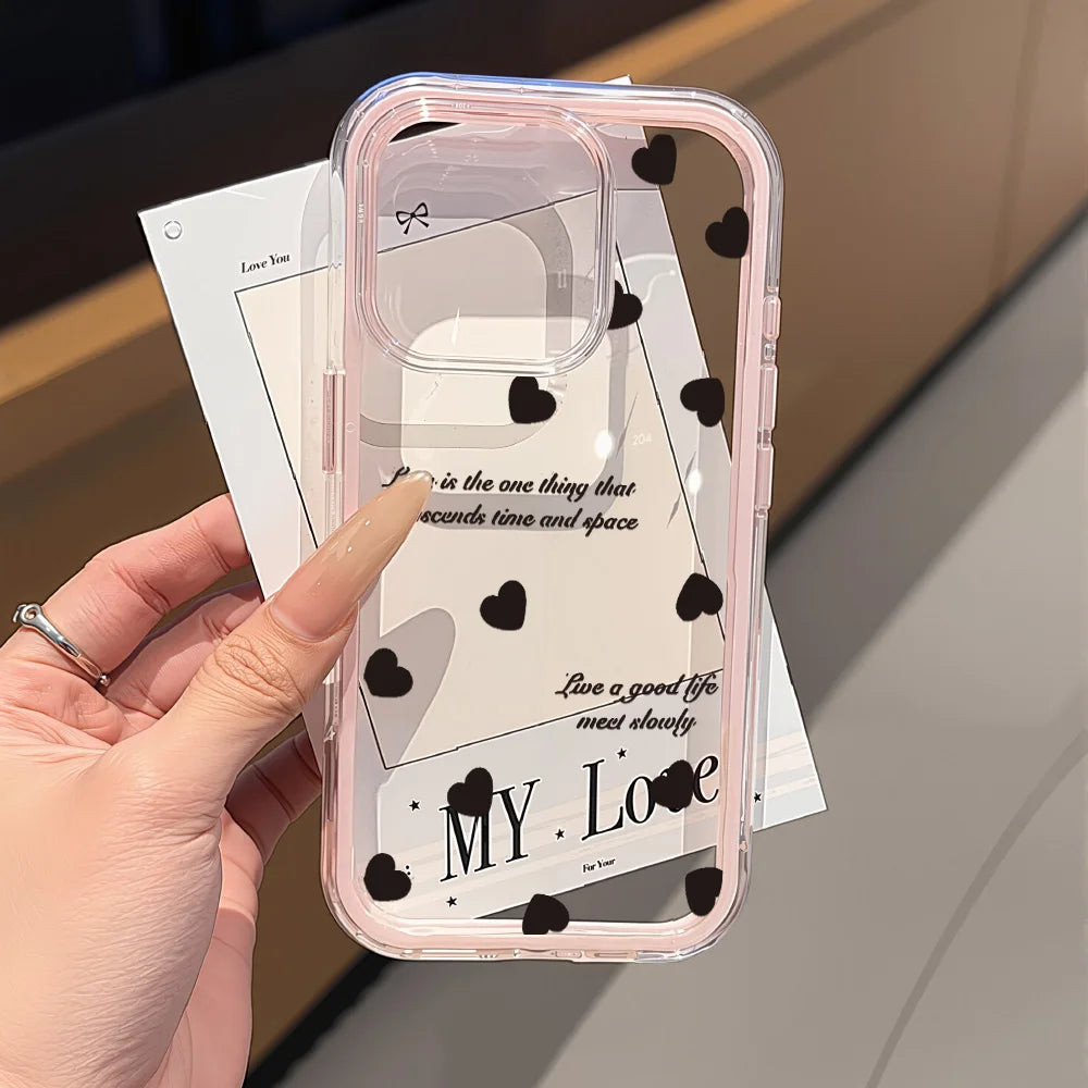 Funda de iPhone Corazón de Amor | Carcasa Transparente Antichoque 2 EN 1