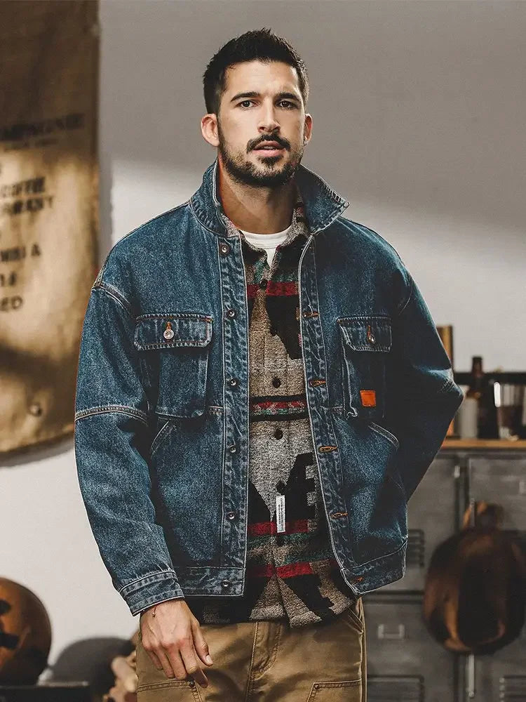 Trendy Loose Cowboy Coat for Men | Casual Denim Jackets