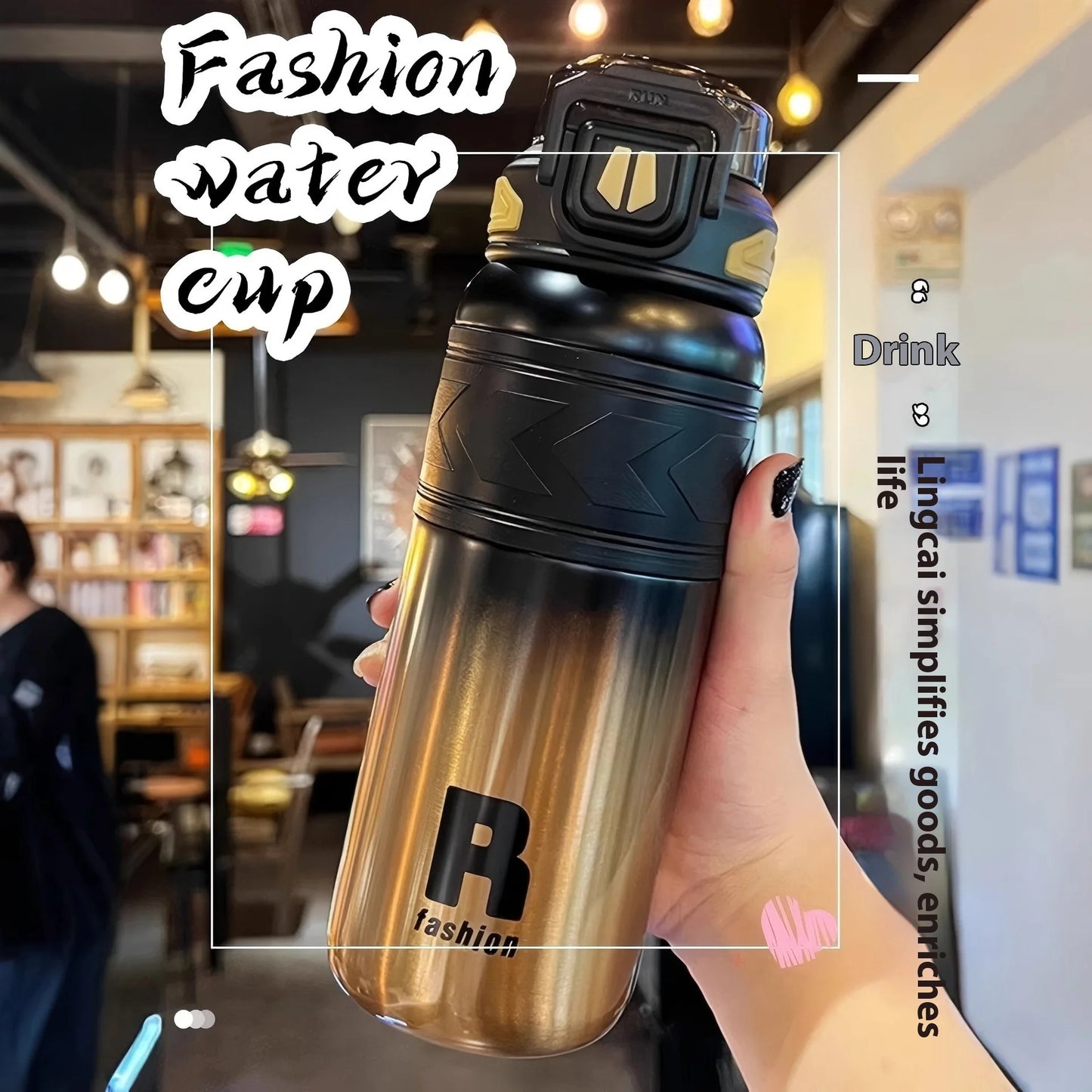Large-Capacity Sports Straw Water Bottle | Portable Stainless Steel Cup