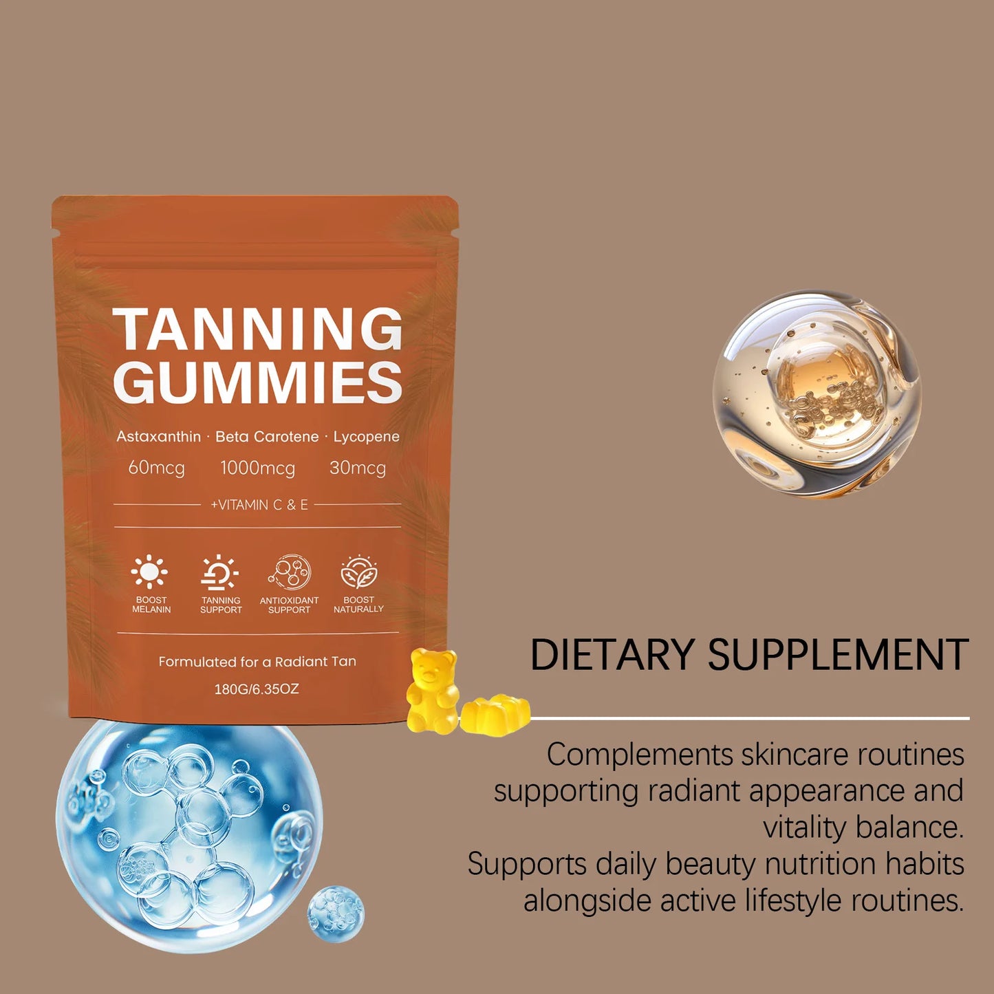 Melanin Tanning Gummies | Antioxidant Support for Outdoor Fun