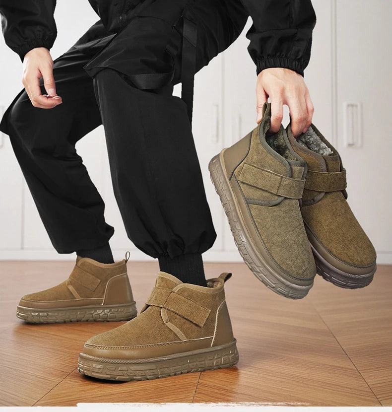 Men's Warm Fleece Lined Snow Boots | Mid-Calf Ankle Winter Shoes