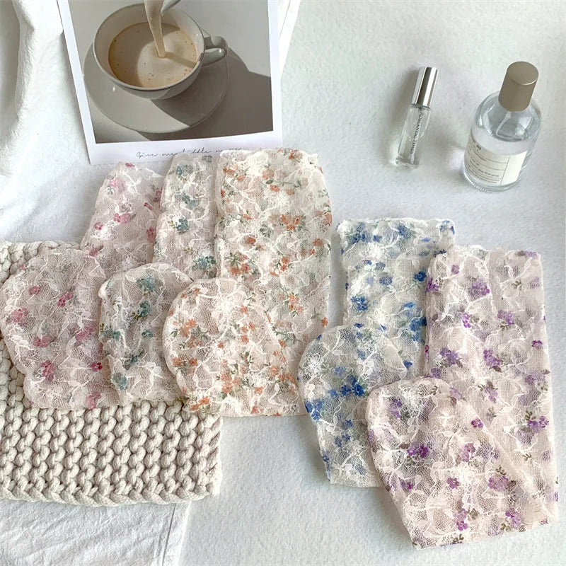 Stylish Korean Lace Flower Long Socks for Women | Breathable Comfort