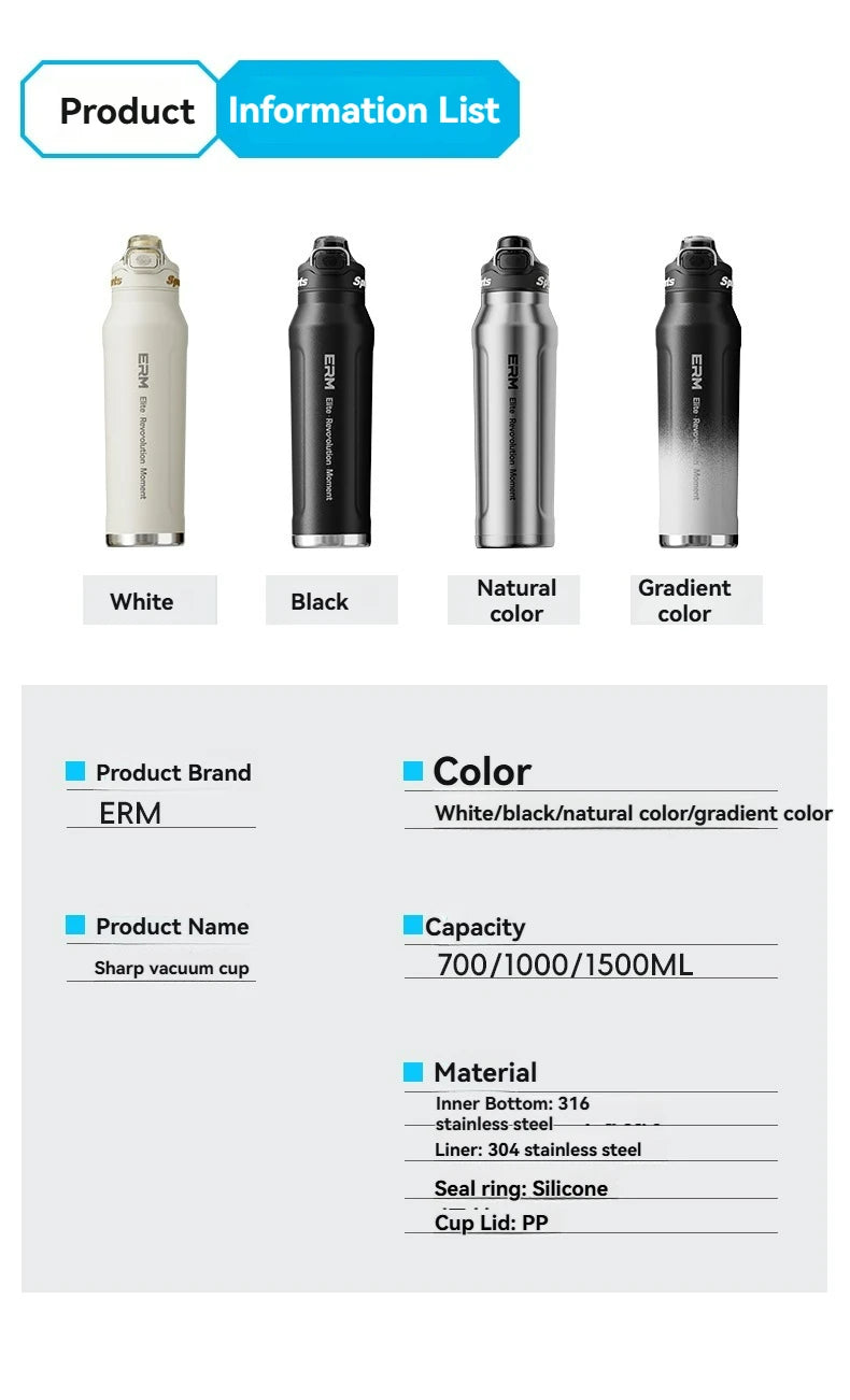 1L Stainless Steel Thermos Bottle | Iced & Heat Insulated Flask