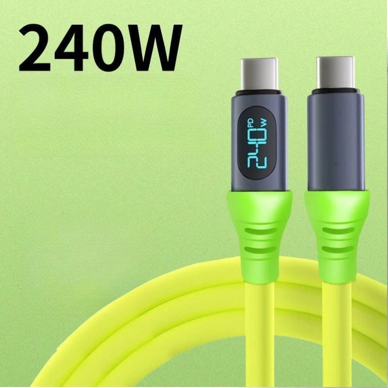 240W High-Speed USB C Dual Charging Cable with Digital Monitor
