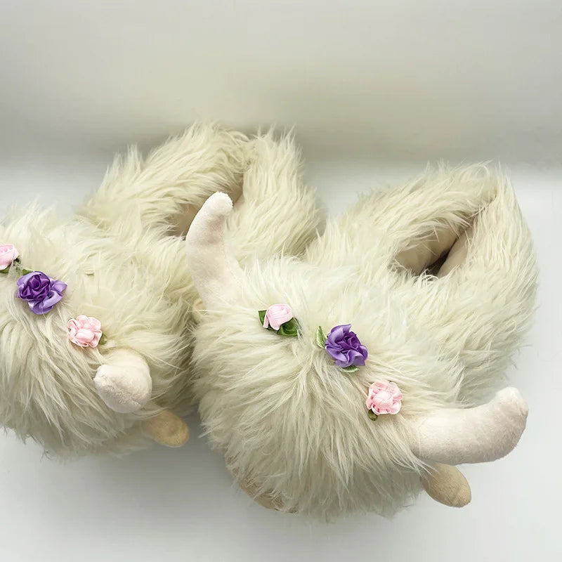 Highland Cattle Plush Slippers | Cozy Kawaii Animal Slides