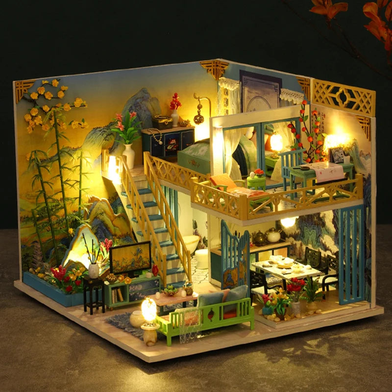 DIY Wooden Dollhouse Kit with LED Lights | Creative Assembly Fun