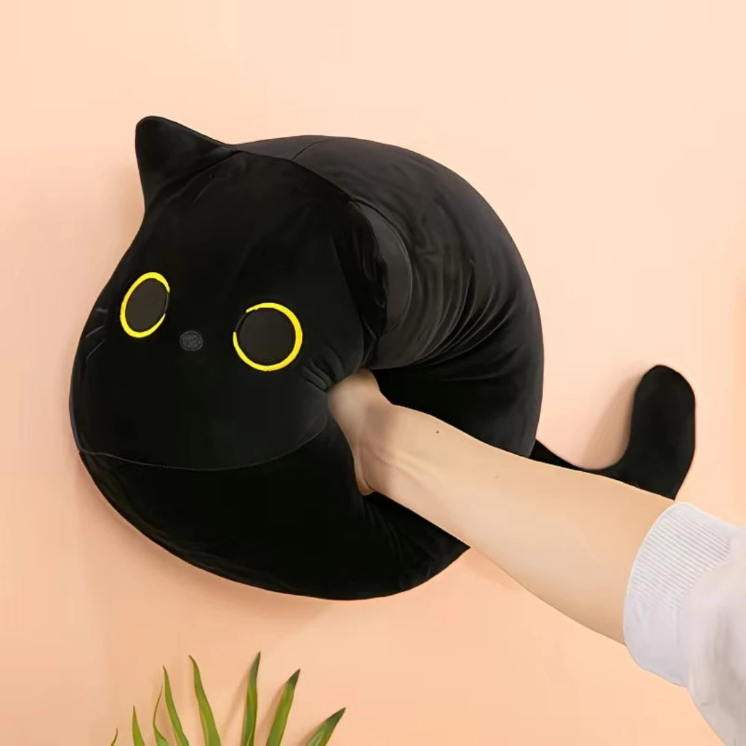 Kawaii Black Cat Plush Doll | Cute Cartoon Cushion Toy for Gifts