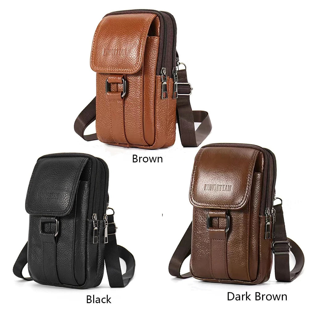 Portable Men Messenger Bags | Stylish Cowhide Leather Waist Pack
