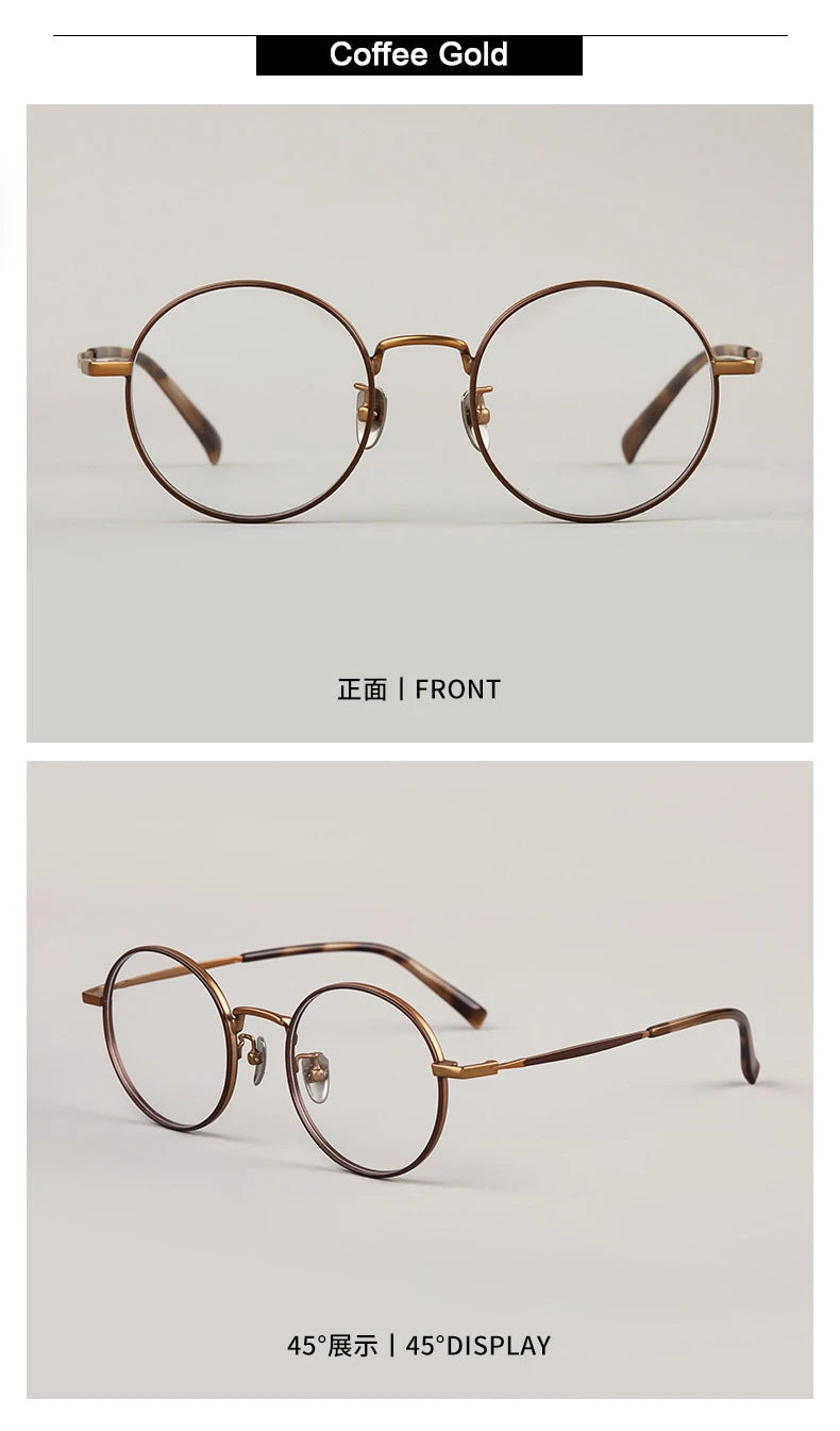 Ultra-Light Retro Round Eyeglasses | Stylish Titanium Frames